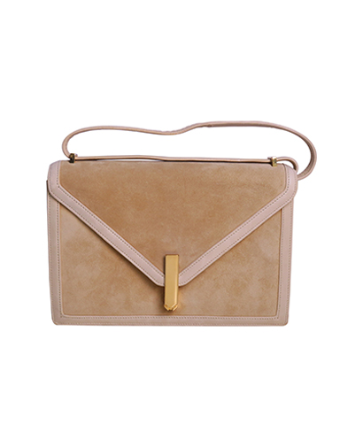 Alcazar Evening Bag Suede/Leather in Creme, front view